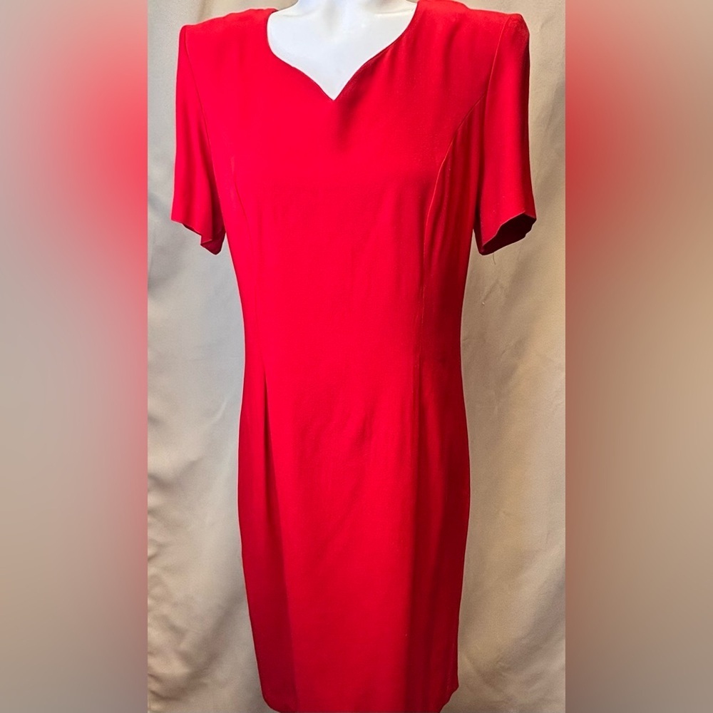 Vintage Betsy's Things Sweetheart Neckline Red Sheath Dress Size 8 Petite